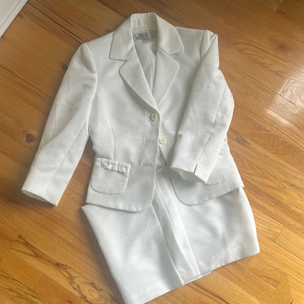 Elegant White Blazer and Skirt Set